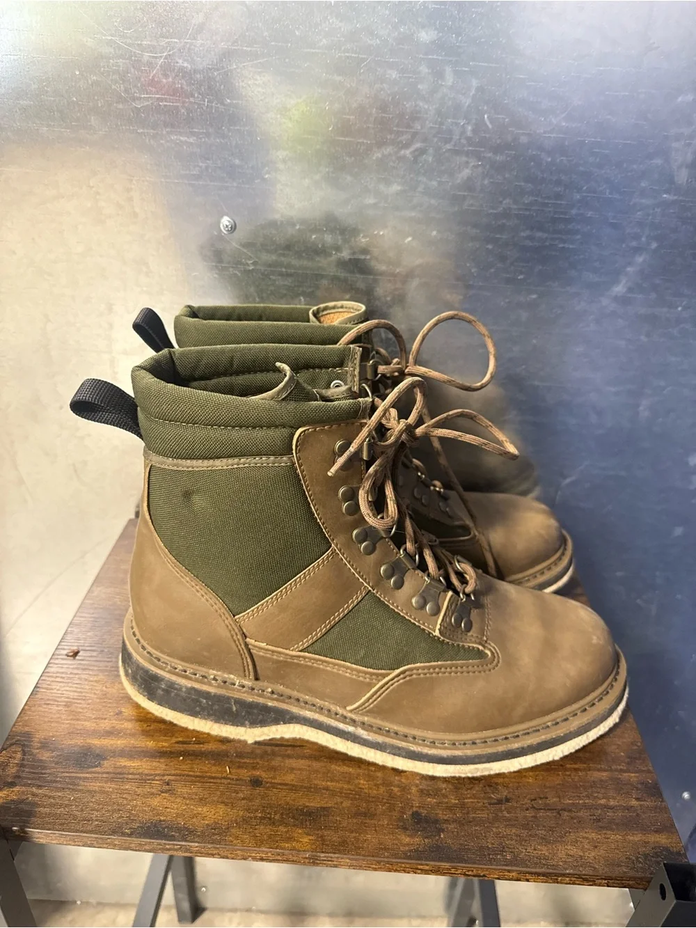 Orvis Fly Fishing Wading Brogue Boots Felt Sole Olive Green Brown Men Size 12